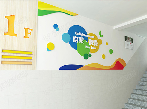鄭州學(xué)校文化建設(shè)—興華二小樓梯走廊設(shè)計(jì)案例效果圖